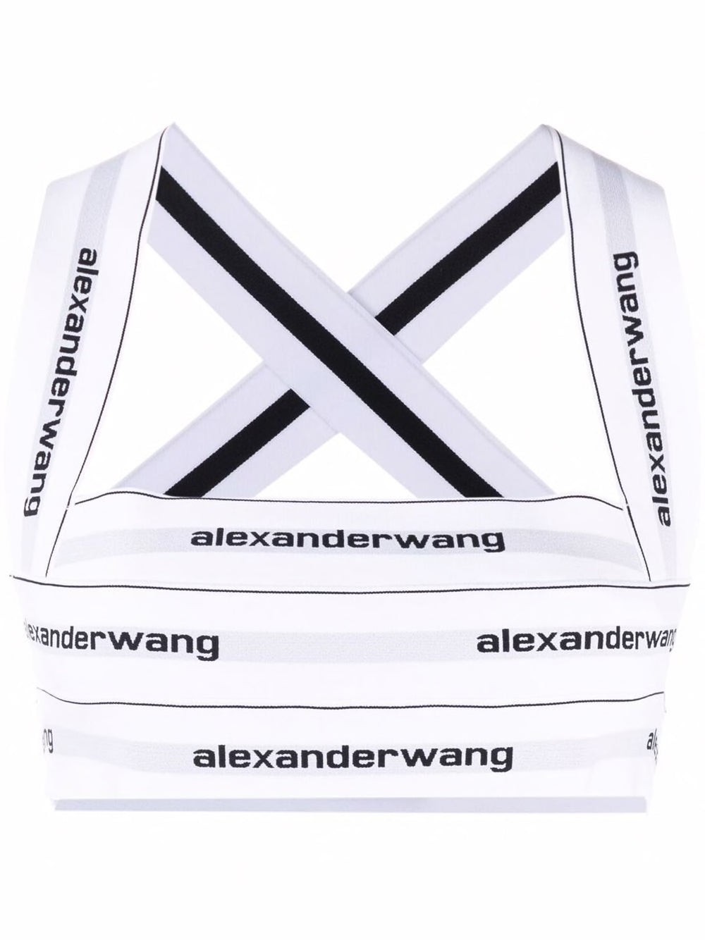 alexanderwang エラスティックロゴ Alexander Wang Logo Elastic Bikini Halter Top in White | FWRD