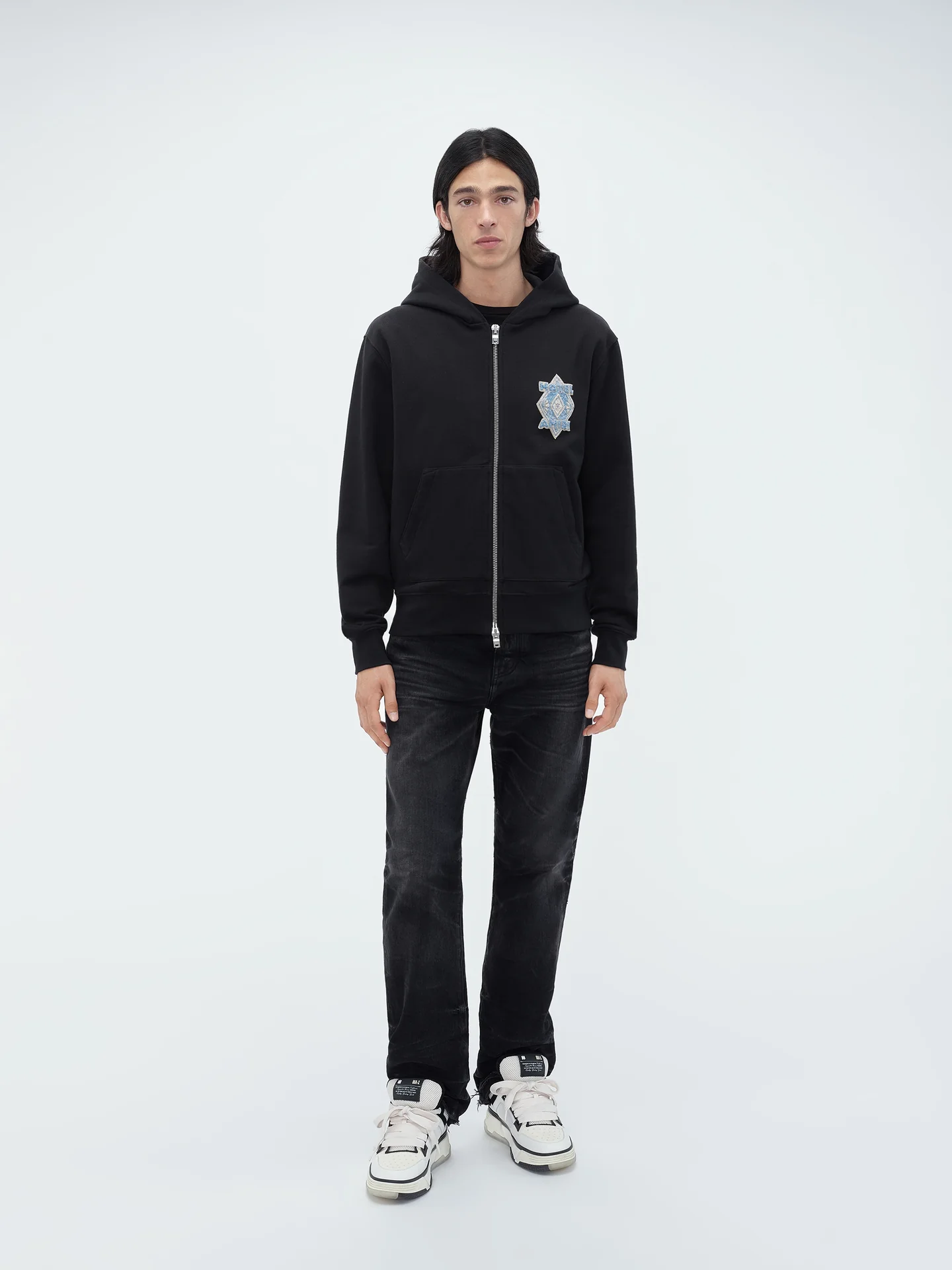 スウェット・トレーナー AMIRI SPIRIT ZIP HOODIE Amiri Logo Shotgun Zip Hoodie 'Faded Black'
