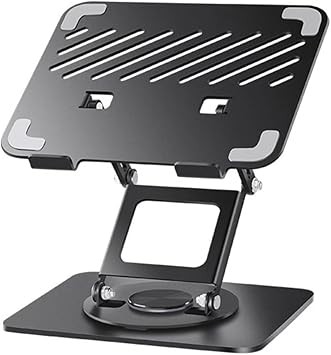 SOPORTE METALICO PARA LAPTOP Y TABLET AJUSTABLE CON REJILLAS DE DISIPACION 260*200 MM GIRO 360 HXZJ25 SEISA