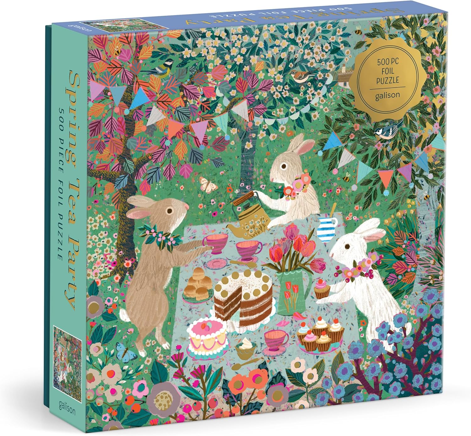 Galison Spring Tea Party – 500 Piece Foil Jigsaw Puzzle