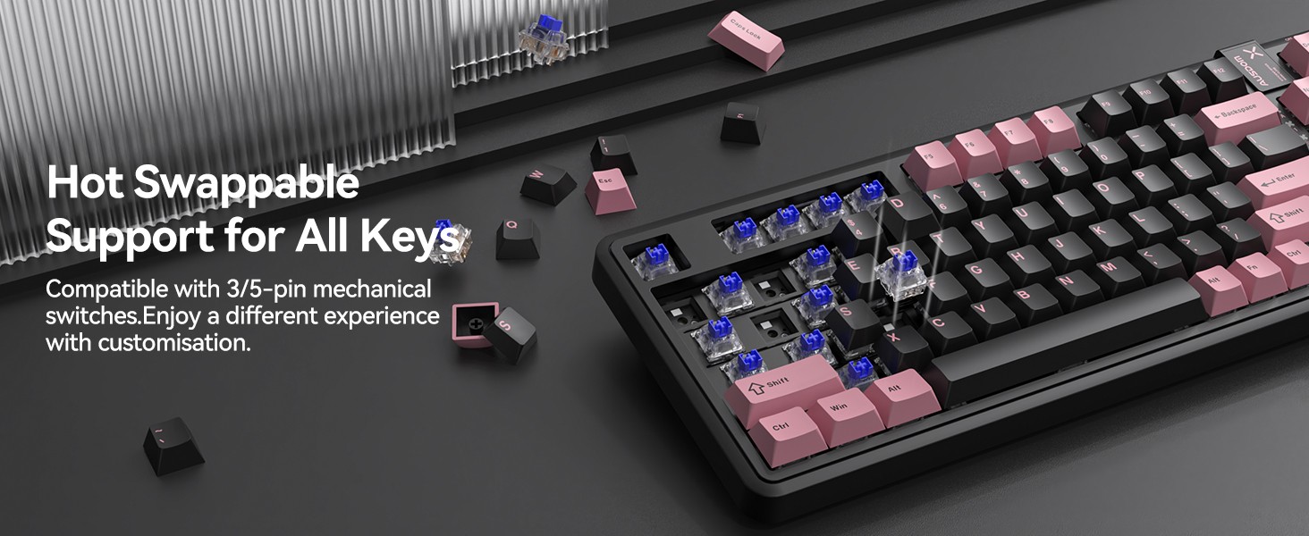 AUSDOM 98Pro Wireless Mechanical Keyboard, Tri-Mode Bluetooth/2.4GHz/U