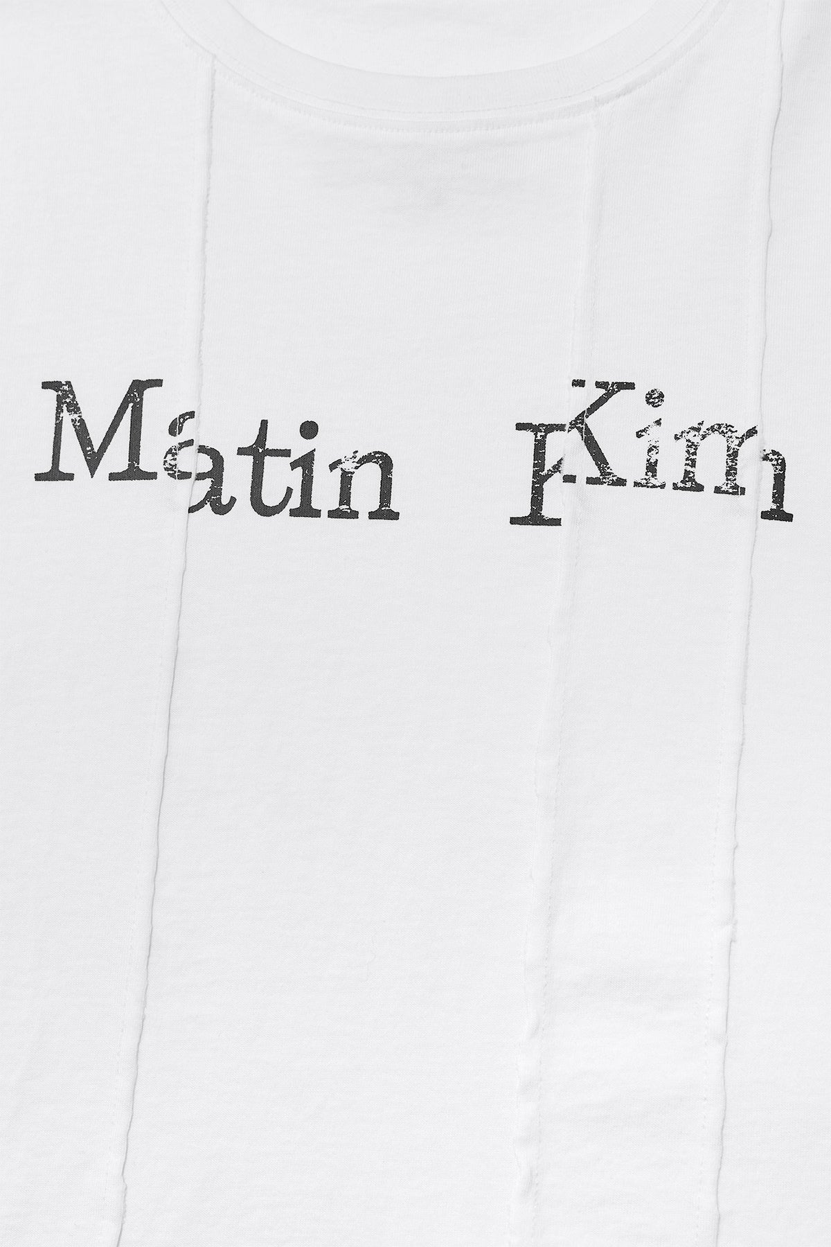 Matin Kim UNBALANCE TYPO LOGO CROP TOP IN WHITE