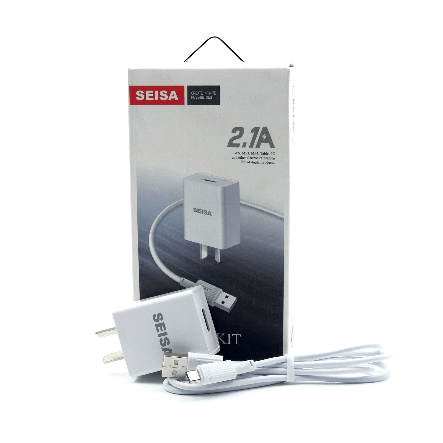 CARGADOR KIT 2.1A CABLE V8 1M PUERTO USB TC01V