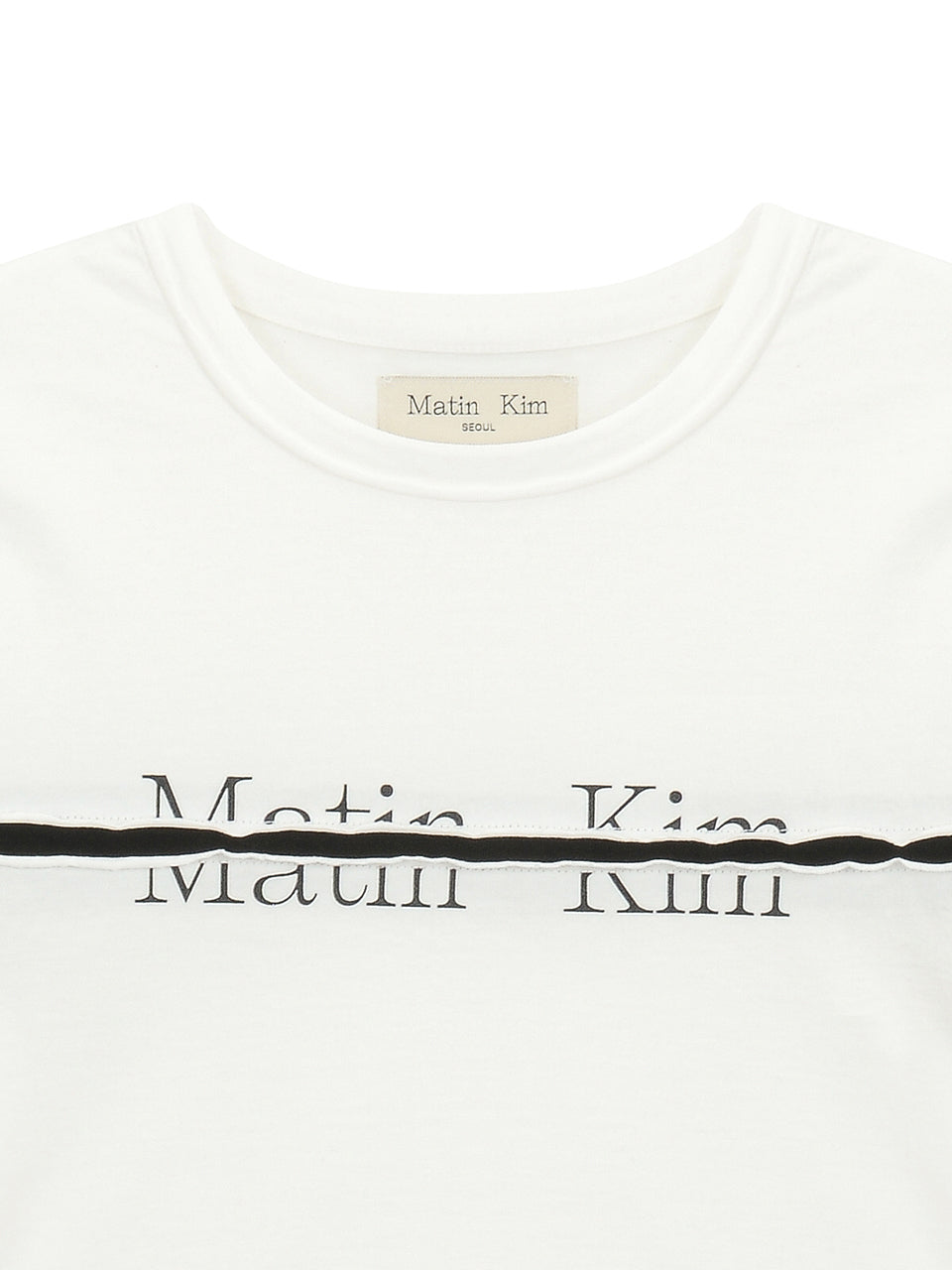 ★ SALE!! ★【Matin Kim】CUTTED LOGO CROP TOP MATIN KIM CUTTED LOGO CROP TOP IN NAVY – SeoulSeoul