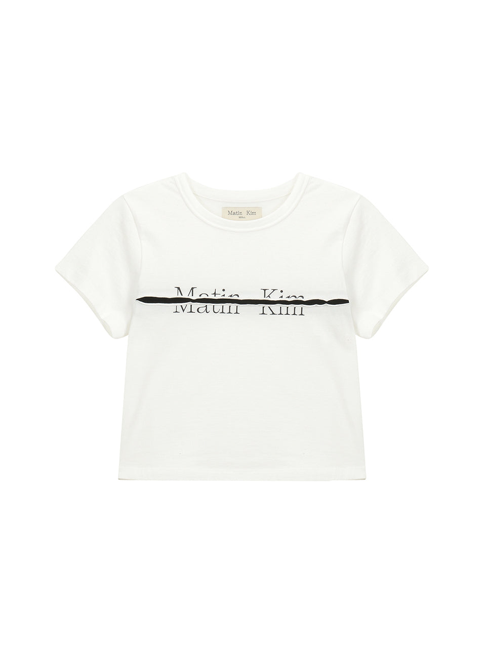 MATIN KIM ■ LOGO CUTTED CROP TOP MATIN KIM CUTTED LOGO CROP TOP IN NAVY – SeoulSeoul