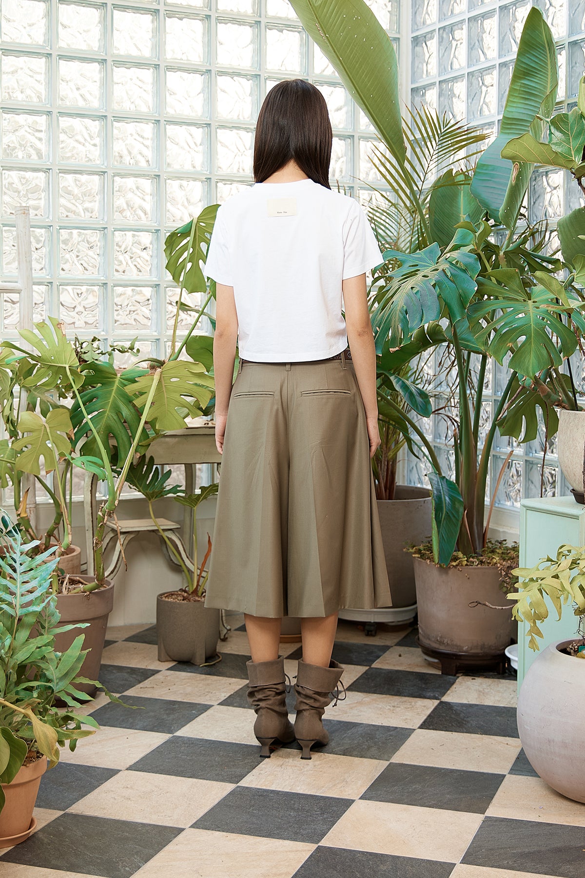 MATIN KIM LOGO THREAD POINT CROP TOP IN WHITE