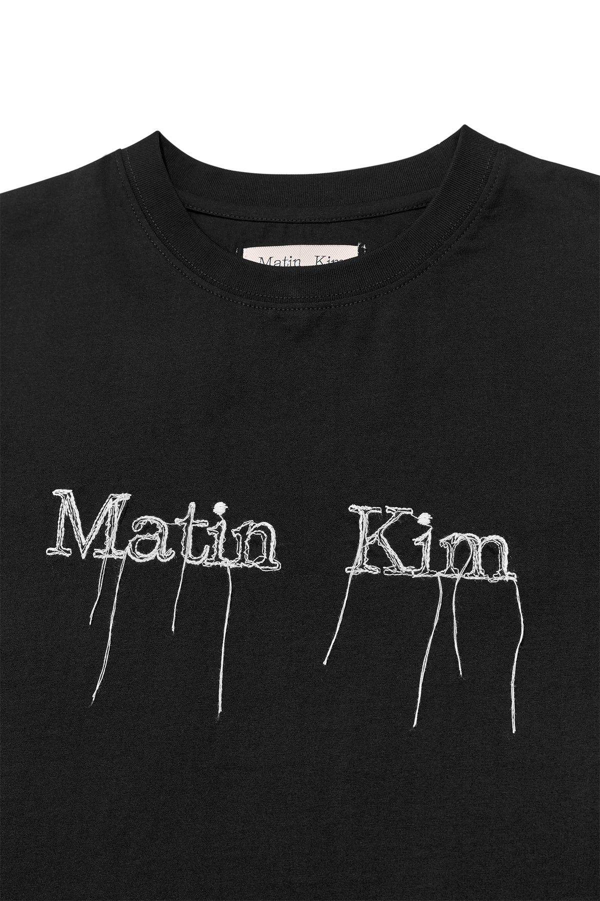 Tシャツ・カットソー [MATINKIM]logo thread point crop top in black LOGO THREAD POINT CROP TOP IN BLACK – Matin Kim