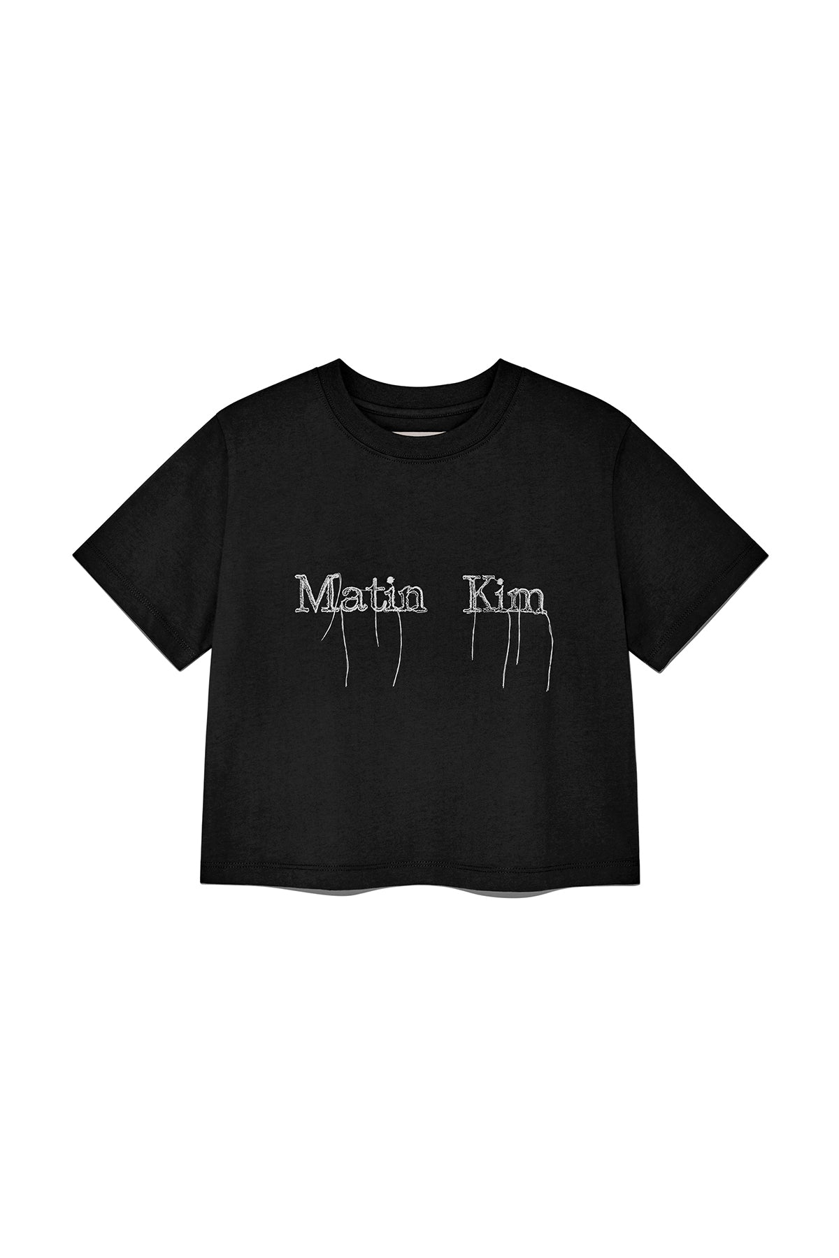 Tシャツ・カットソー [MATINKIM]logo thread point crop top in black LOGO THREAD POINT CROP TOP IN BLACK – Matin Kim