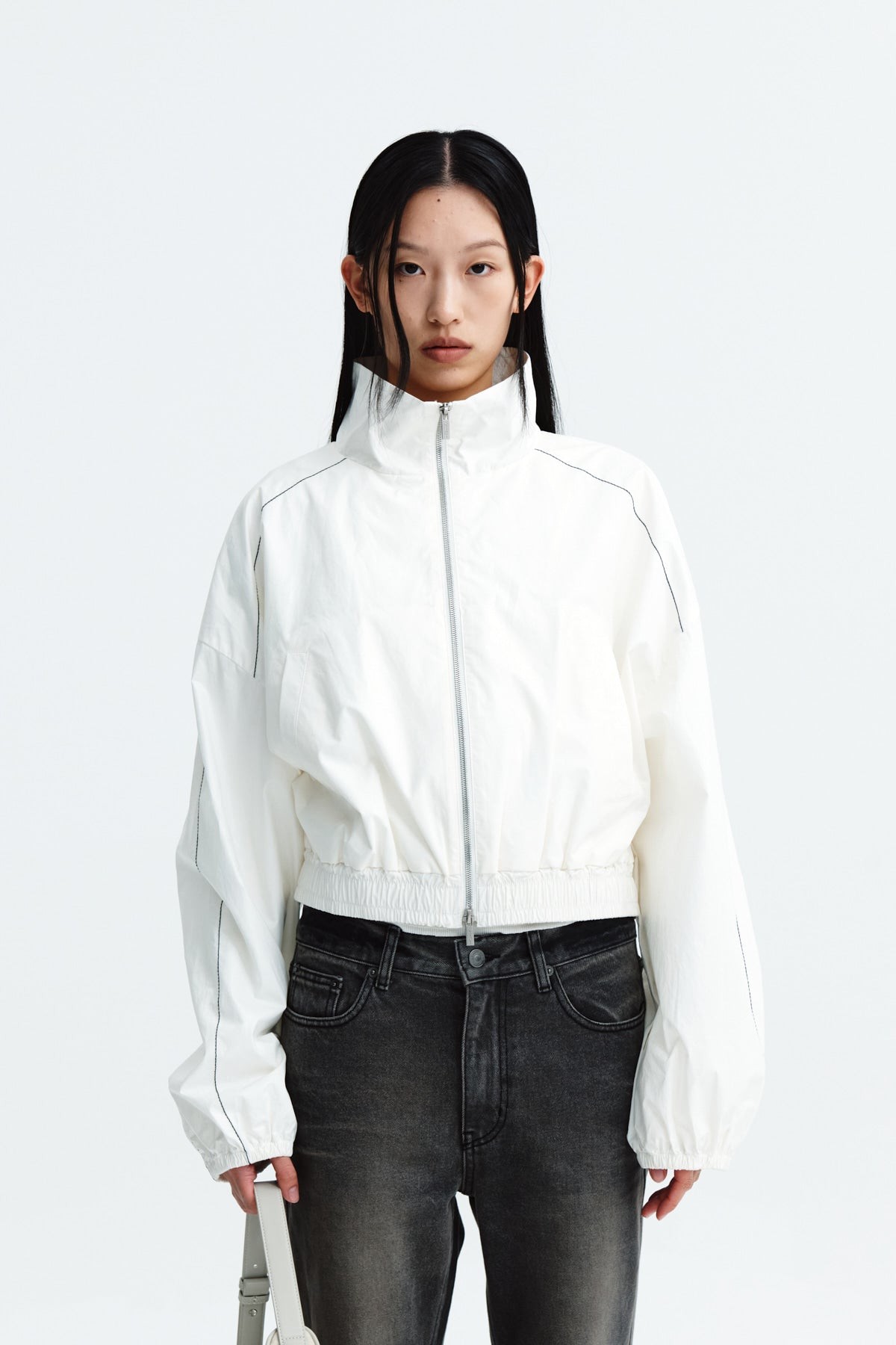 Matin Kim MATIN COATING CROP BLOUSON IN IVORY