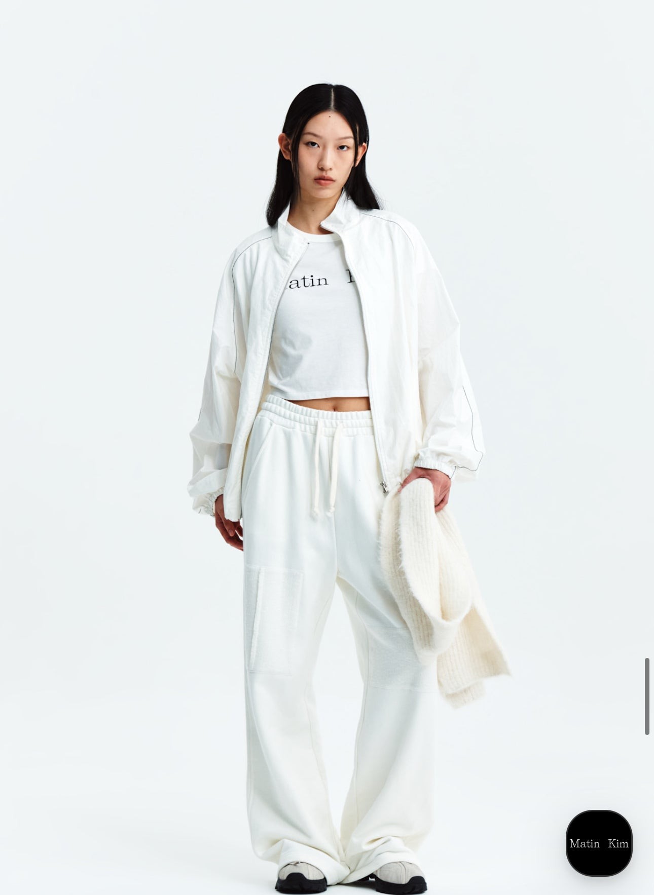 MATIN KIM LOGO COATING JUMPER IN IVORY