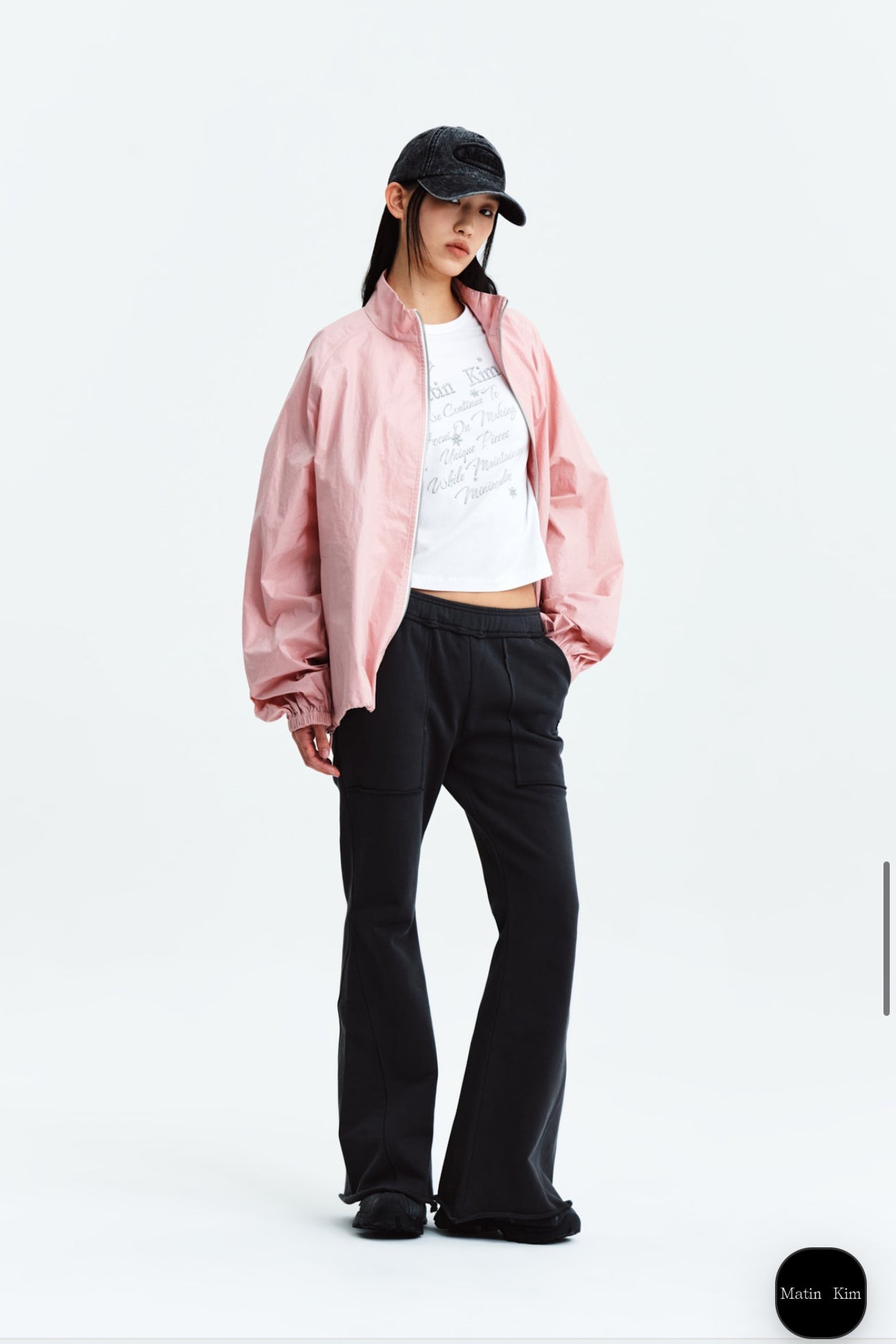 MATIN KIM LOGO COATING JUMPER IN PINK