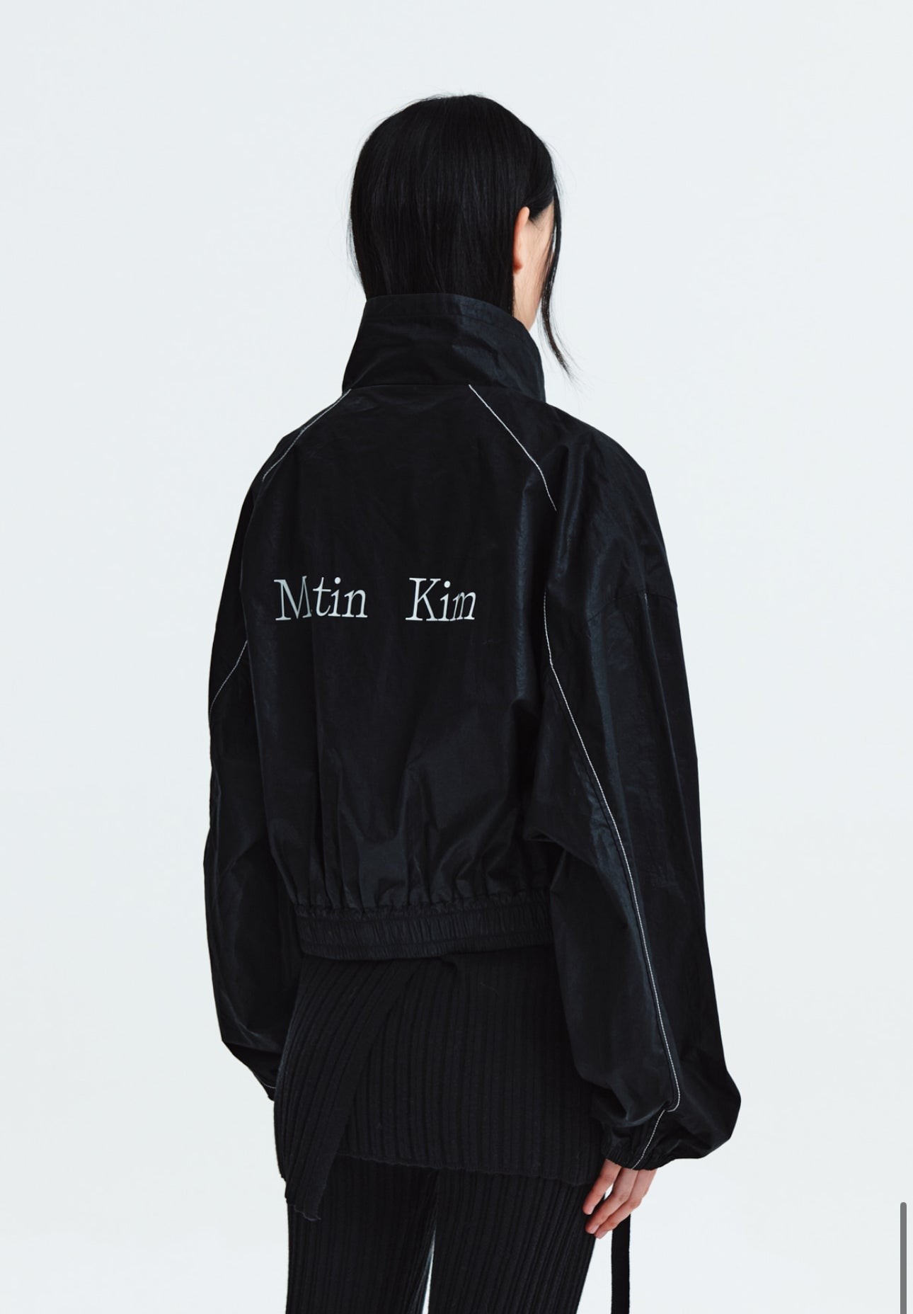 Matin Kim MATIN COATING CROP BLOUSON IN BLACK