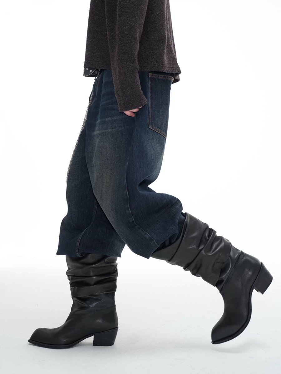 jcaesar studio KNIGHT BOOTS ブーツ JCAESAR 褶皱翻领骑士靴