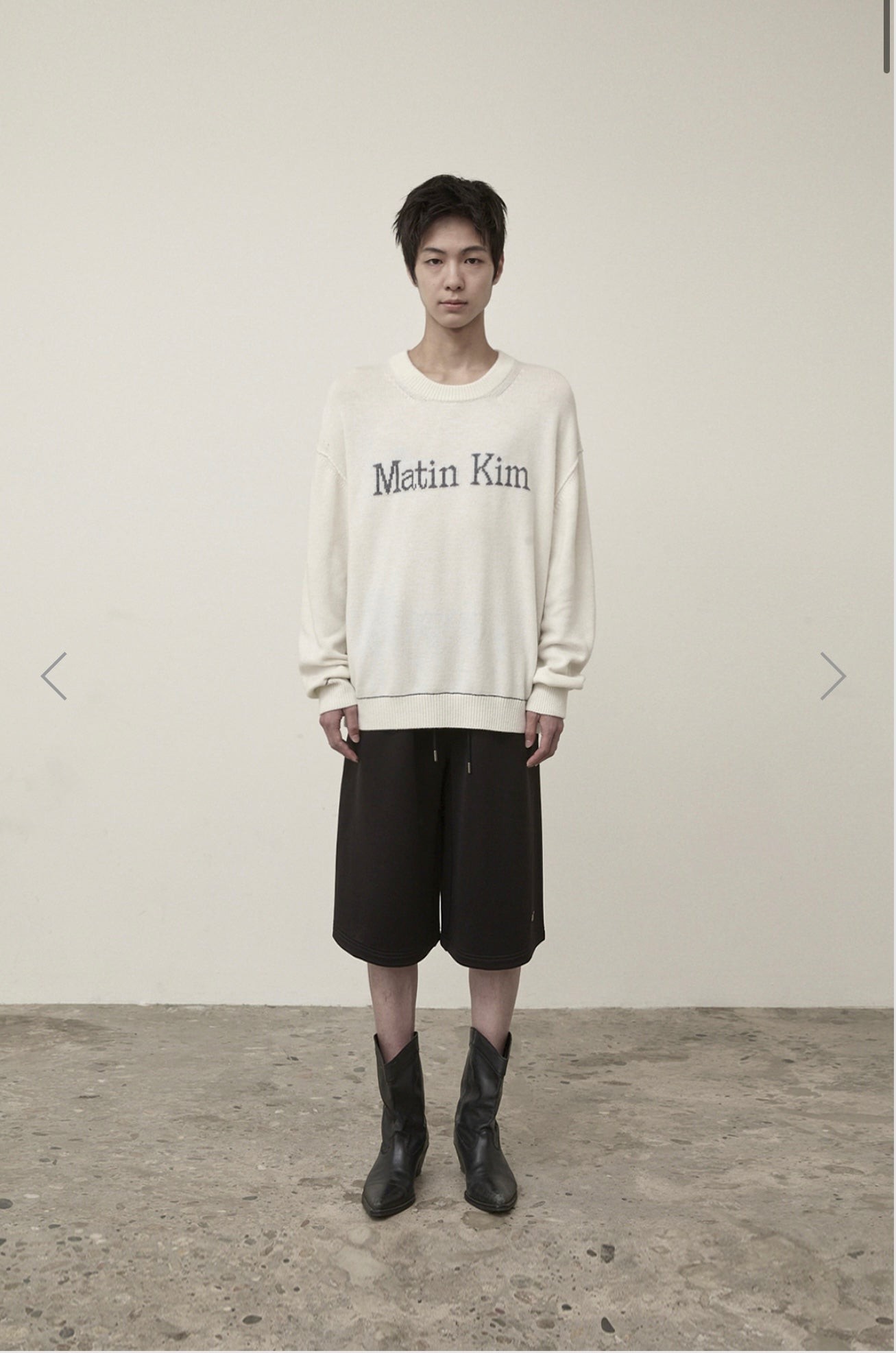 MATIN KIM COLOR TRIM LINE LOGO PULLOVER IN IVORY