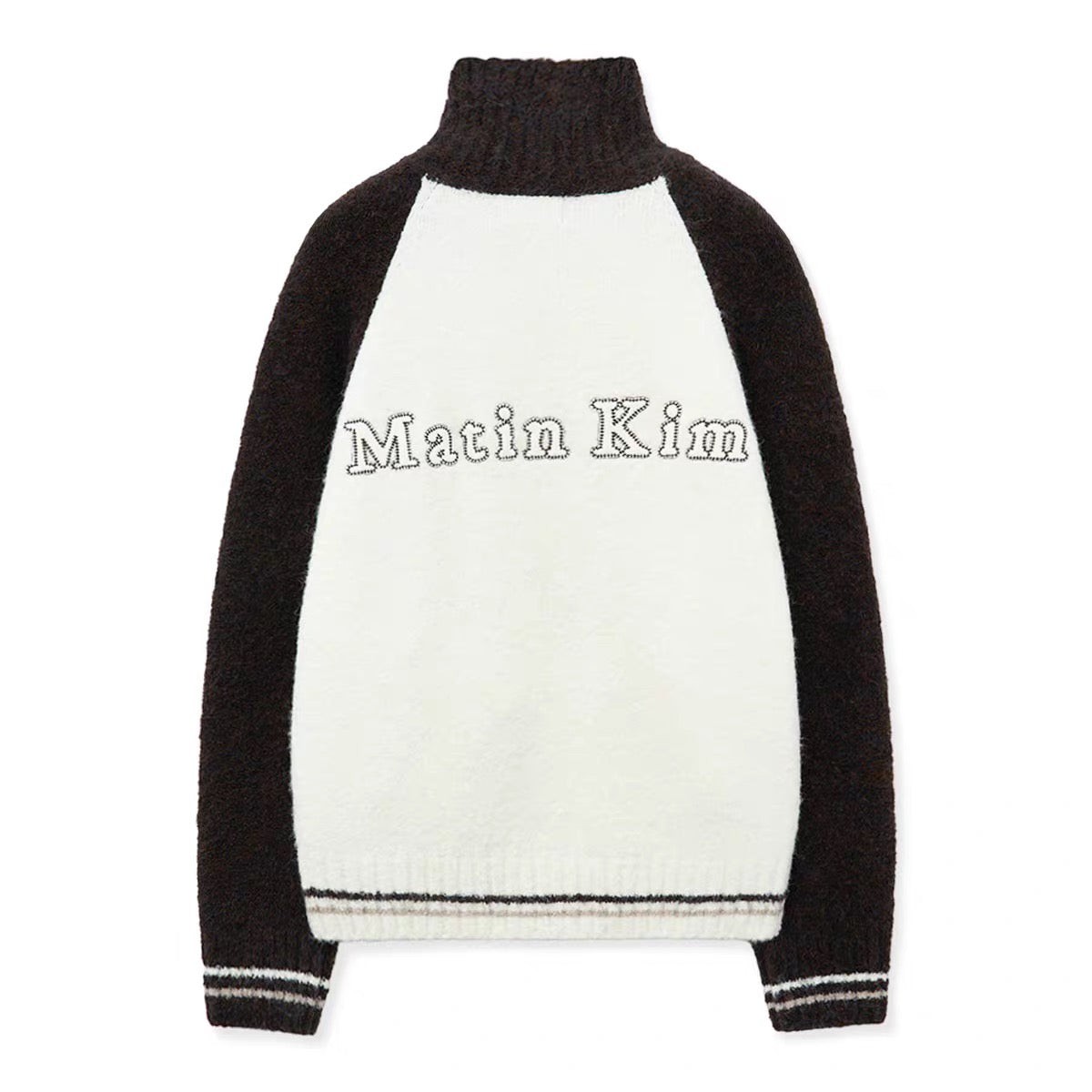 Matin Kim zip LOGO KNIT CARDIGAN