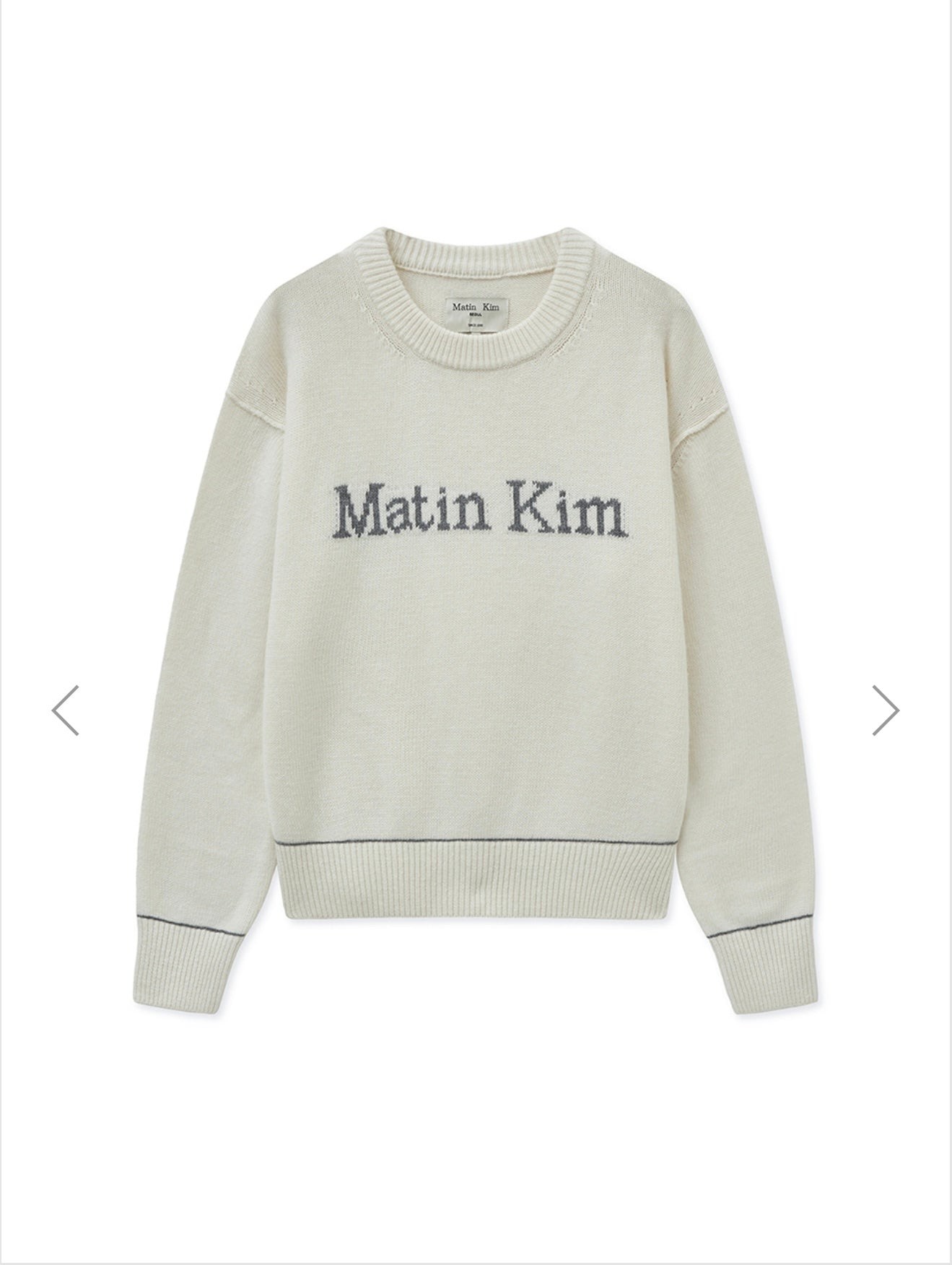 MATIN KIM COLOR TRIM LINE LOGO PULLOVER IN IVORY