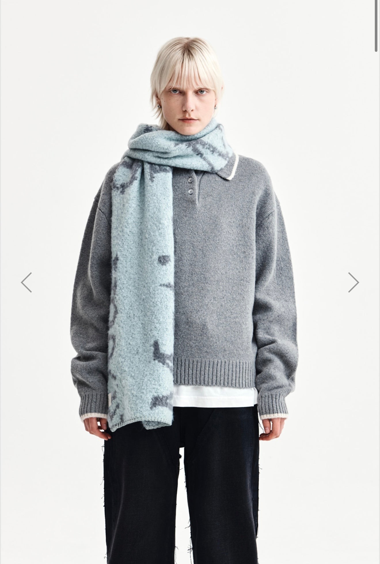 MATIN KIM BACK LOGO COLLAR KNIT TOP FOR WOMEN IN GREY MATIN KIM BACK LOGO COLLAR KNIT TOP FOR WOMEN IN GREY