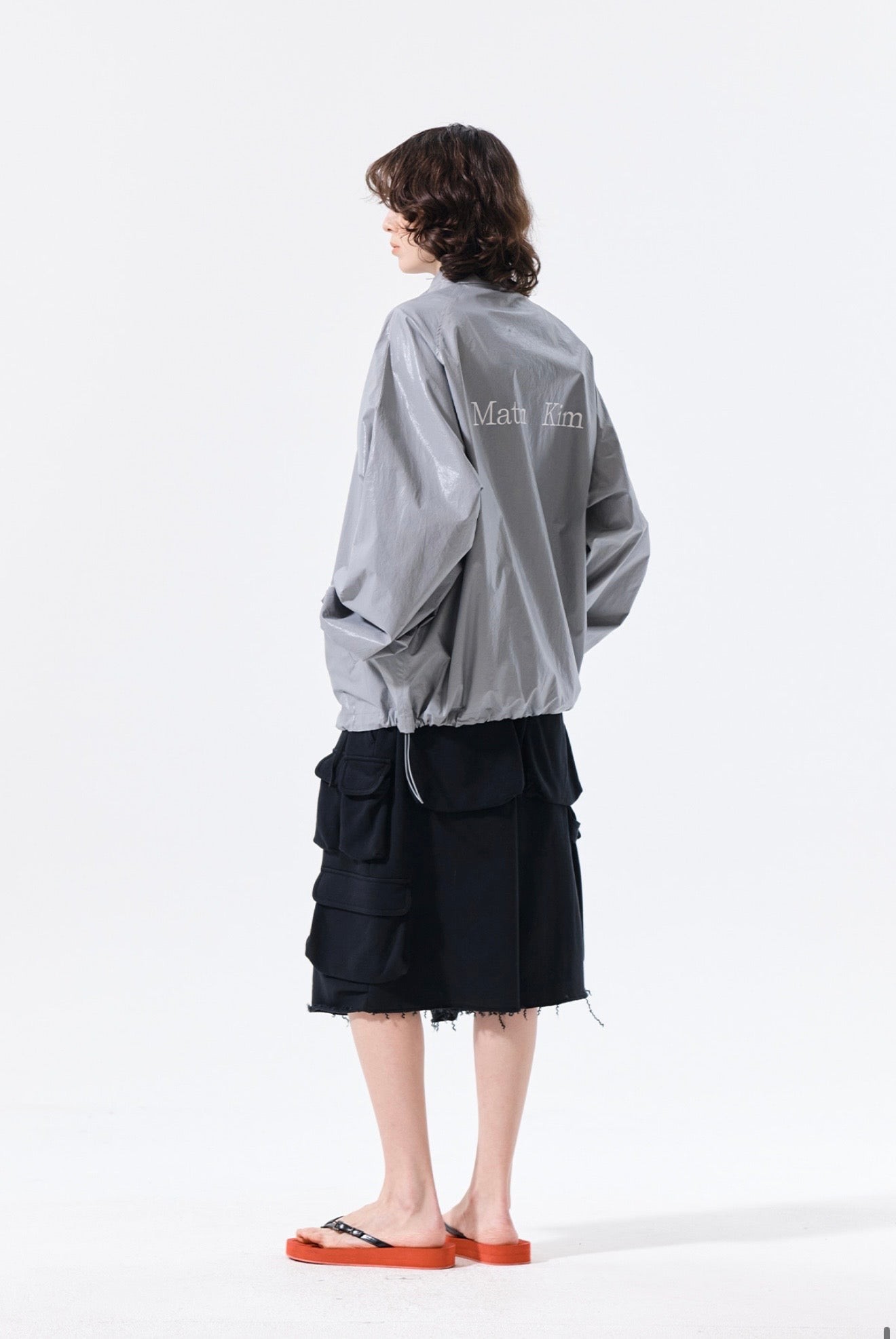 MATIN KIM LOGO COATING JUMPER IN DARK GREY