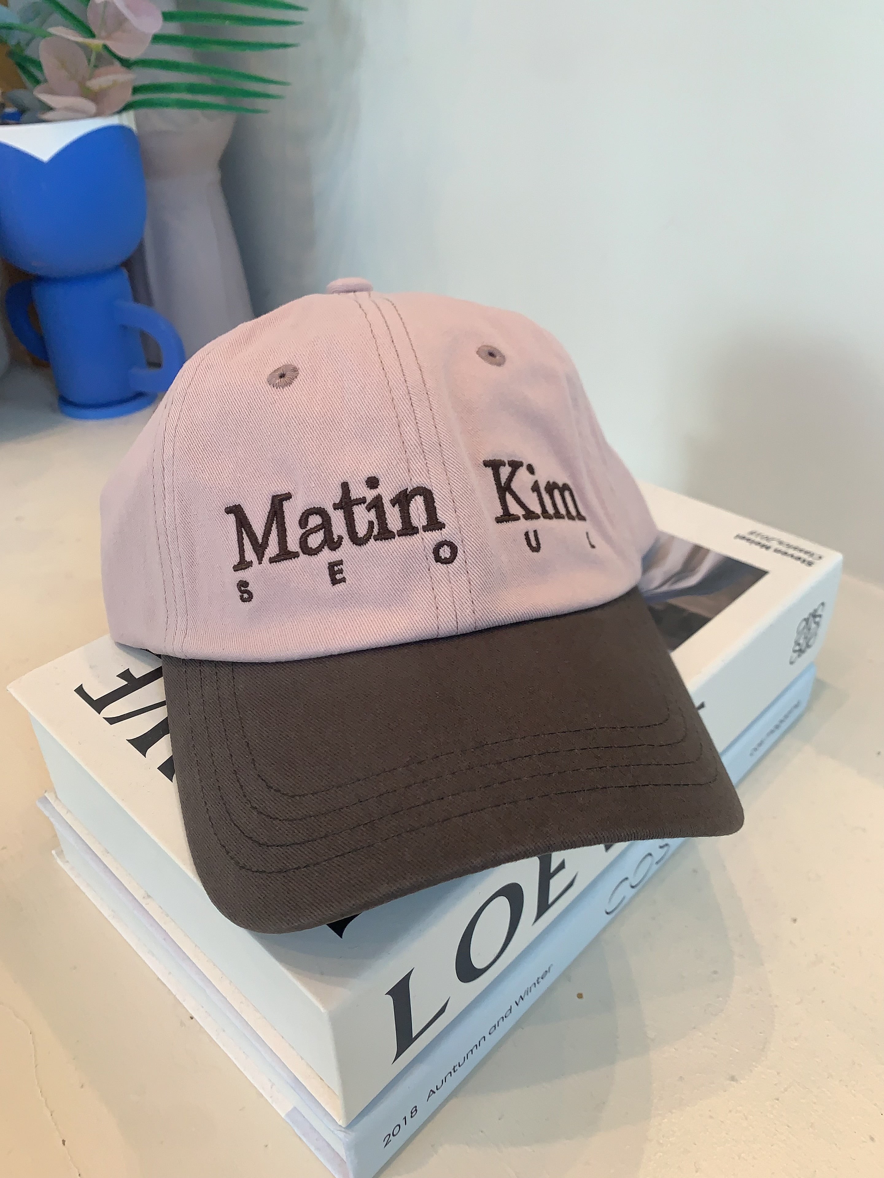 Matin Kim MATIN TYPO QUILTED BALL CAP IN CHARCOAL