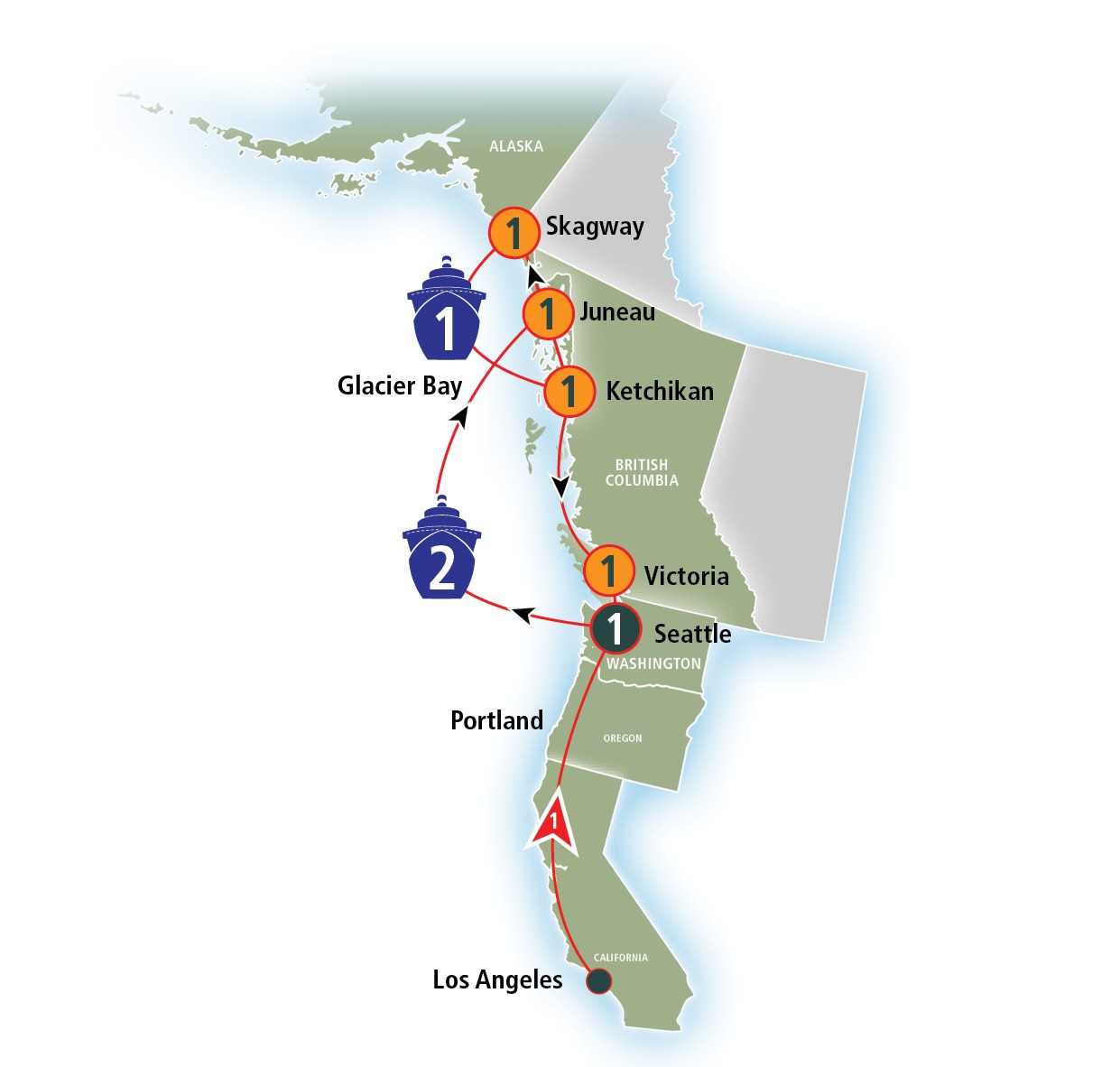 Alaska with Glacier Bay onboard the Norwegian Encore® from Los Angeles