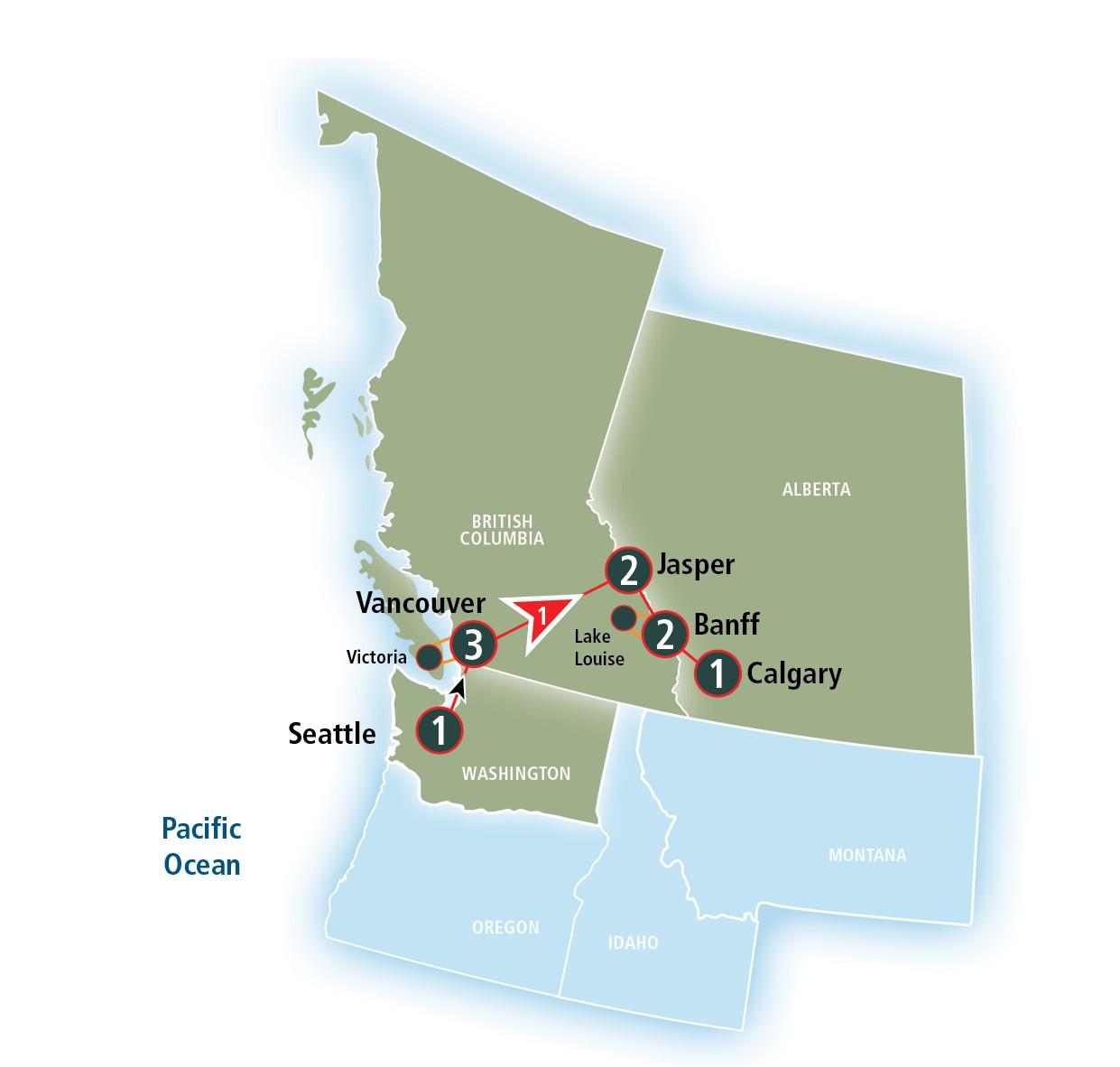 Canadian Rockies Discovery Eastbound with Seattle